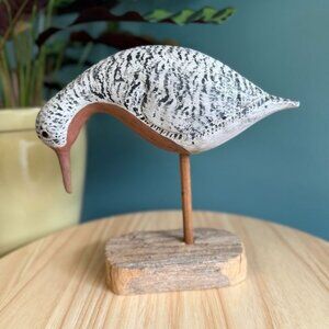 Vtg Hand Carved Avocet Shore Bird Harold McAllister Grasonville MD 1989 Signed